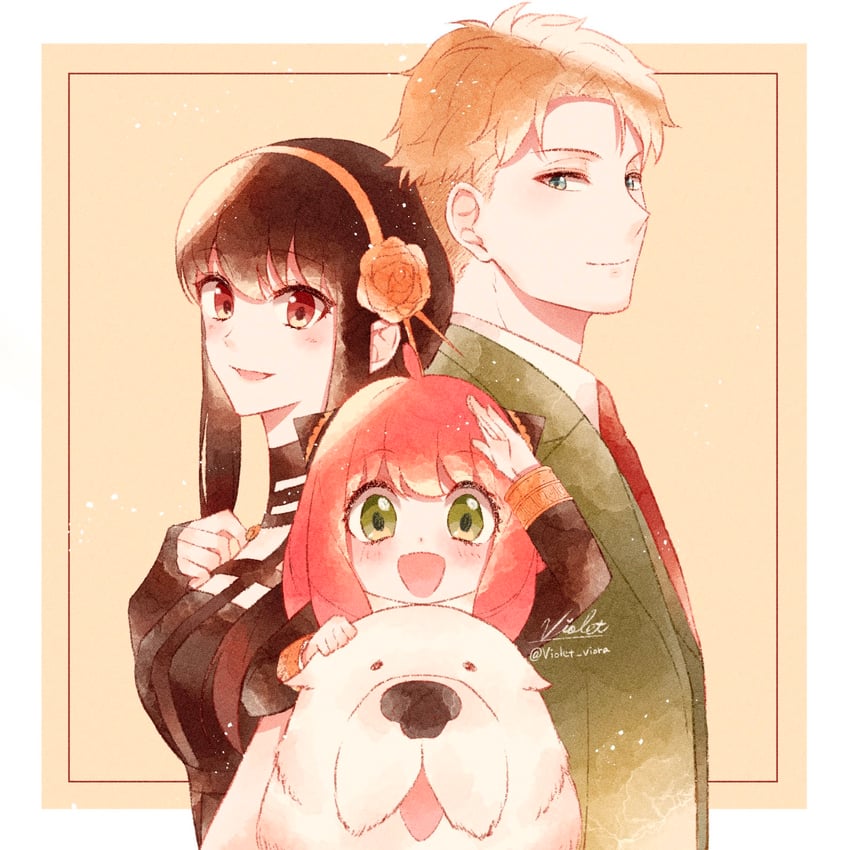 yor briar, anya, twilight, and bond (spy x family) drawn by violet_viora