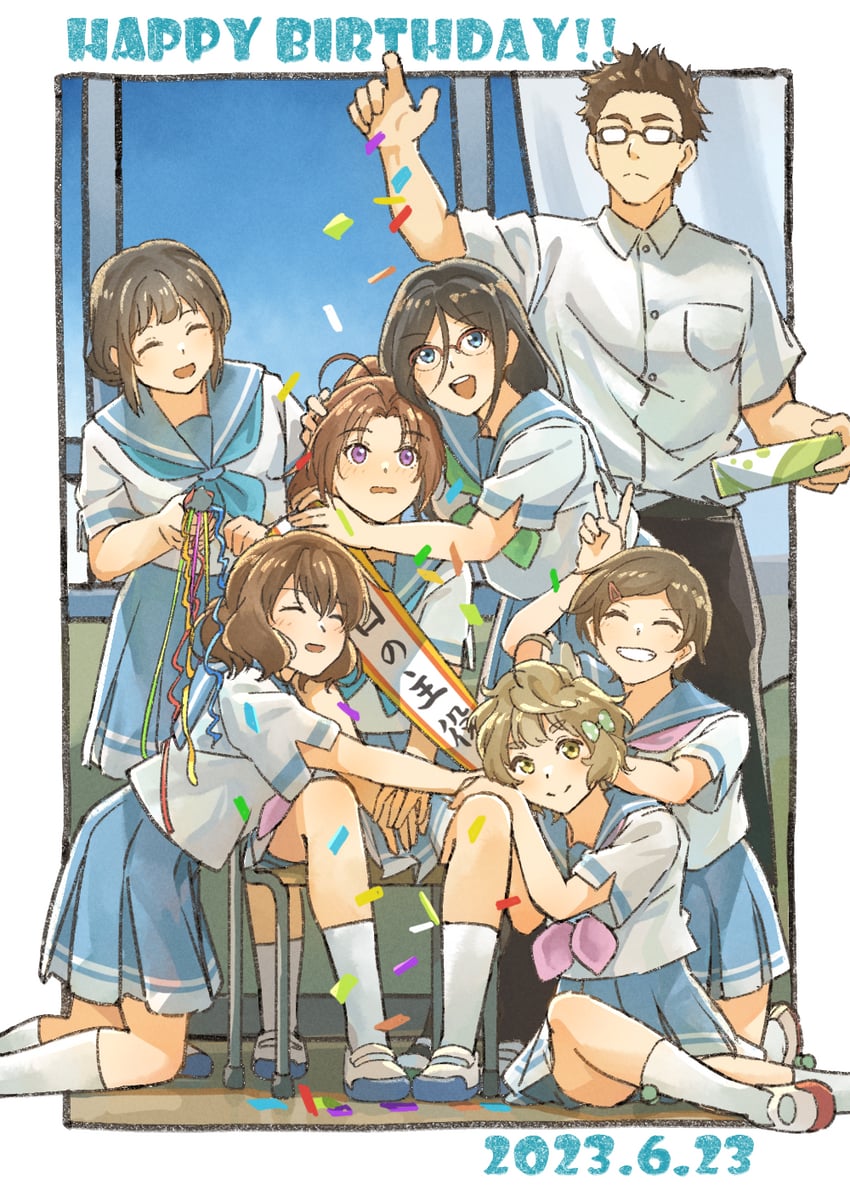 oumae kumiko, nakagawa natsuki, tanaka asuka, kawashima sapphire, katou hazuki, and 2 more (hibike! euphonium) drawn by fuyuhino