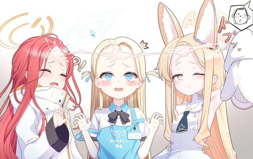 sensei, doodle sensei, seia, yuzu, and sora (blue archive) drawn by gnoet