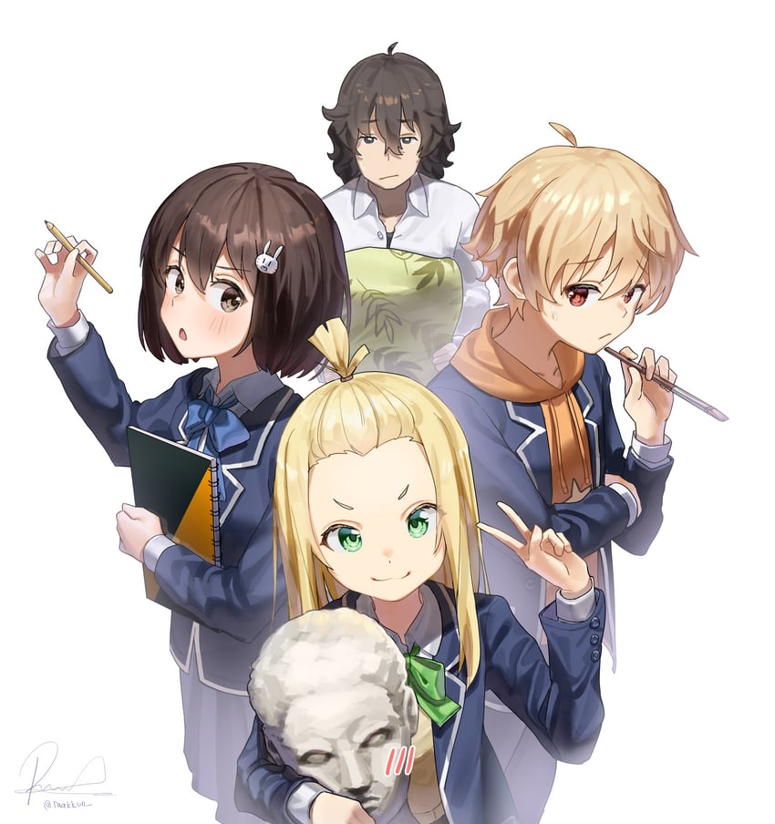 usami mizuki, colette, uchimaki subaru, and buchou (kono bijutsubu niwa mondai ga aru!) drawn by rakkhun