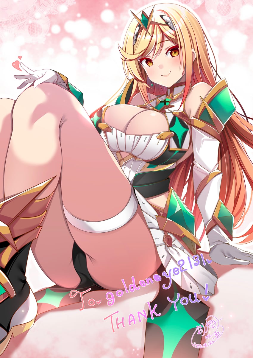 mythra (xenoblade chronicles and 1 more) drawn by origami_aya