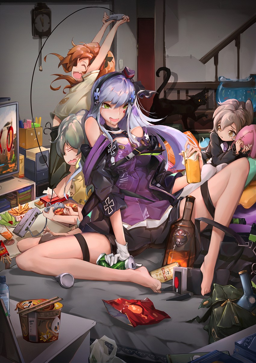 hk416, ump9, g11, dinergate, and ump45 (girls' frontline) drawn by renze_l