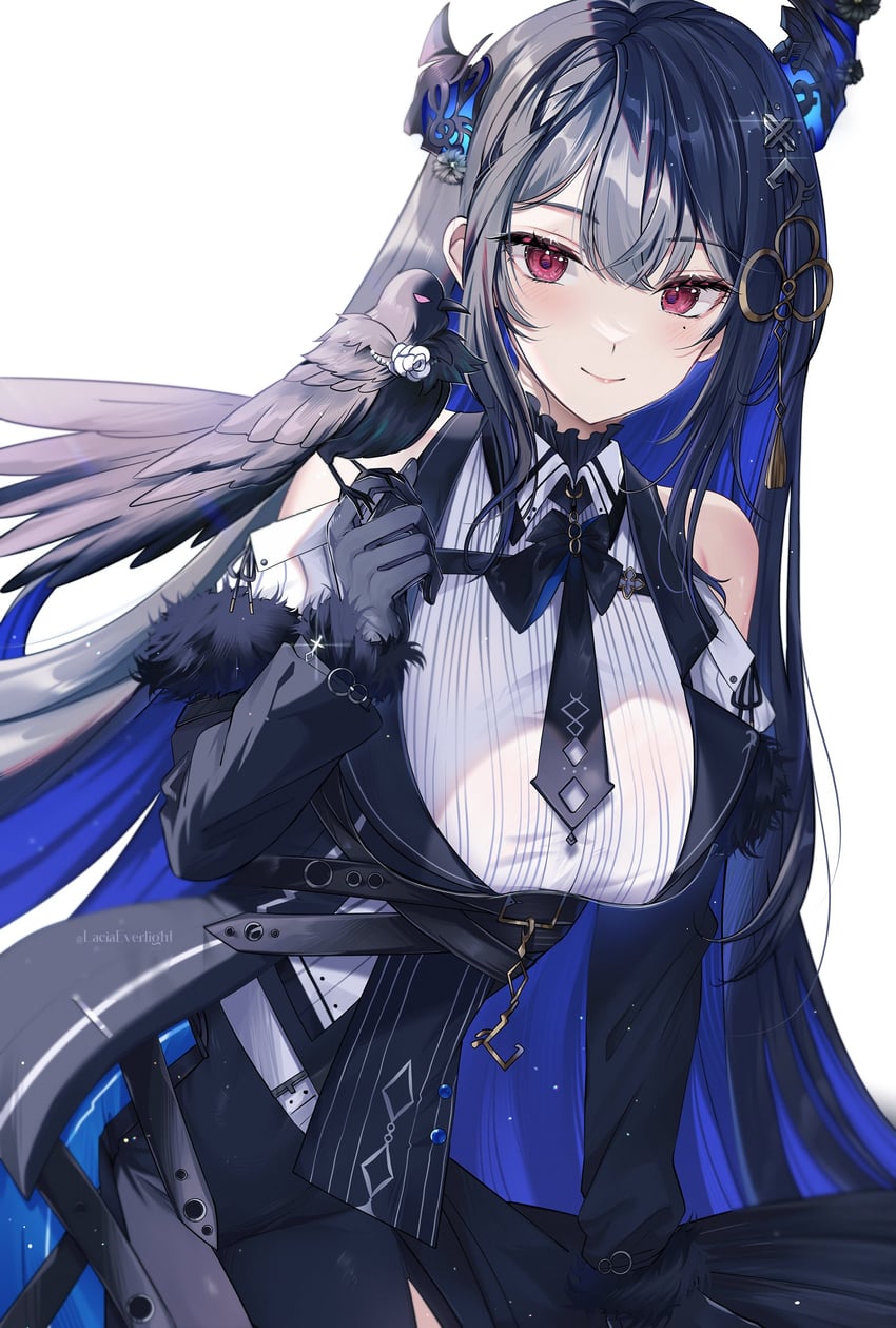 nerissa ravencroft and shadow (hololive and 1 more) drawn by lacia_everlight