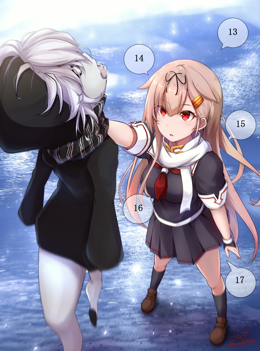 yuudachi, yuudachi kai ni, and re-class battleship (kantai collection) drawn by baileys_(tranquillity650)