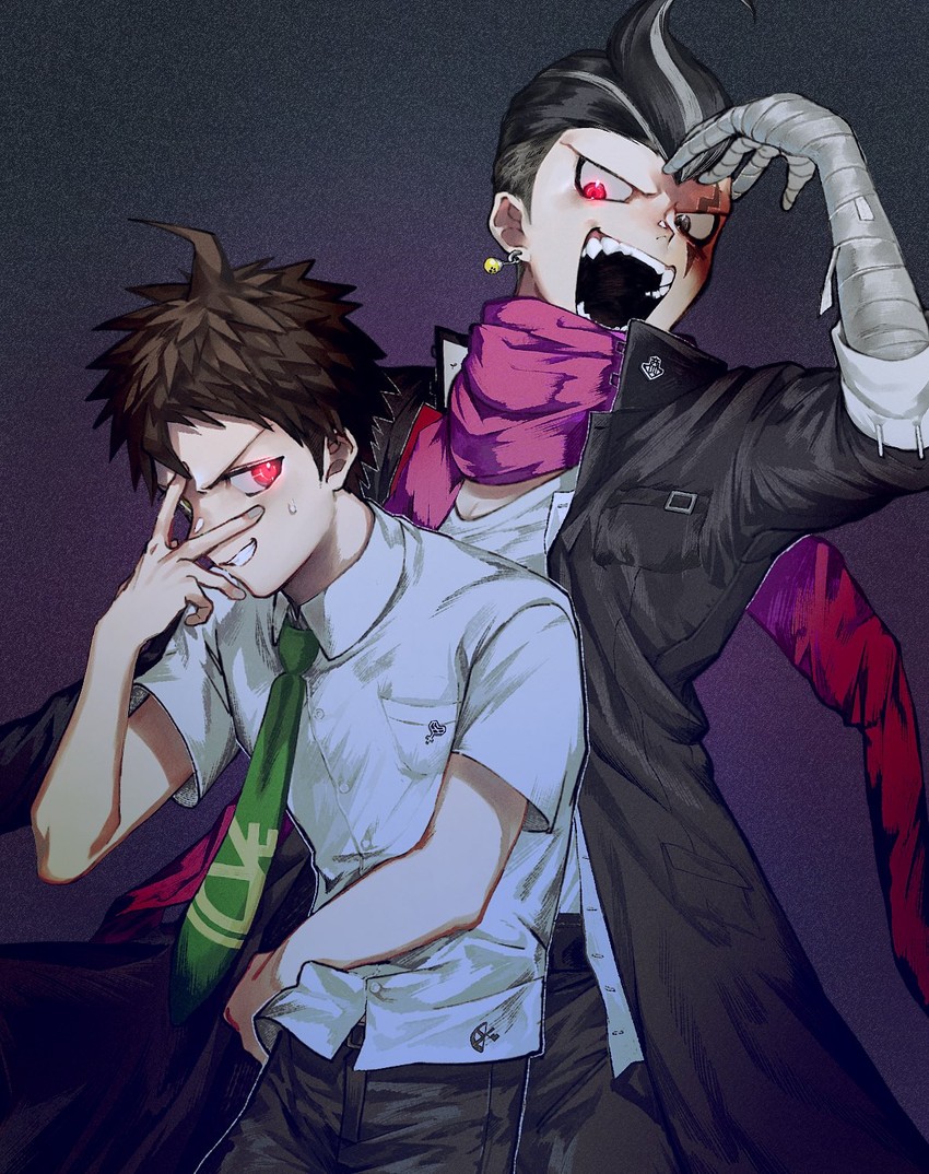 hinata hajime and tanaka gundham (danganronpa and 1 more) drawn by suzumetarou