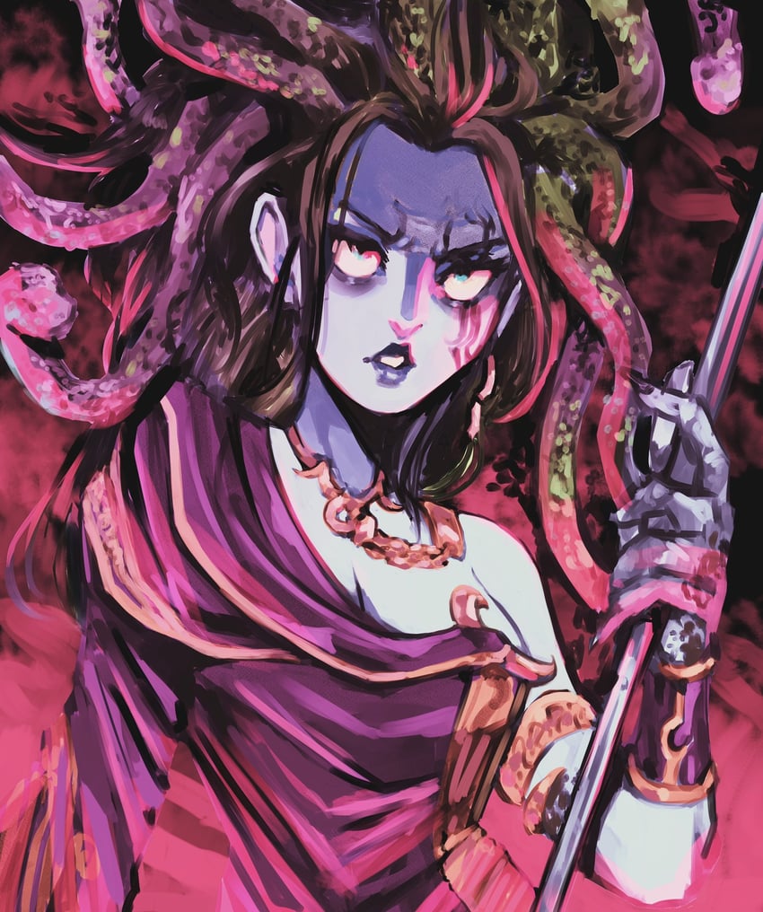 medusa (kid icarus and 1 more) drawn by bukibukibuk