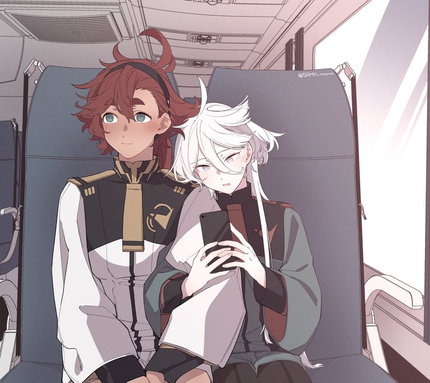 suletta mercury and miorine rembran (gundam and 1 more) drawn by zhuotian