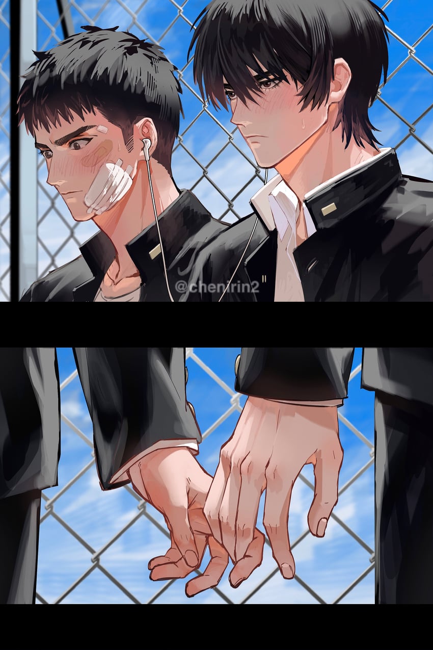 rukawa kaede and mitsui hisashi (slam dunk) drawn by rin_(chenirin2)