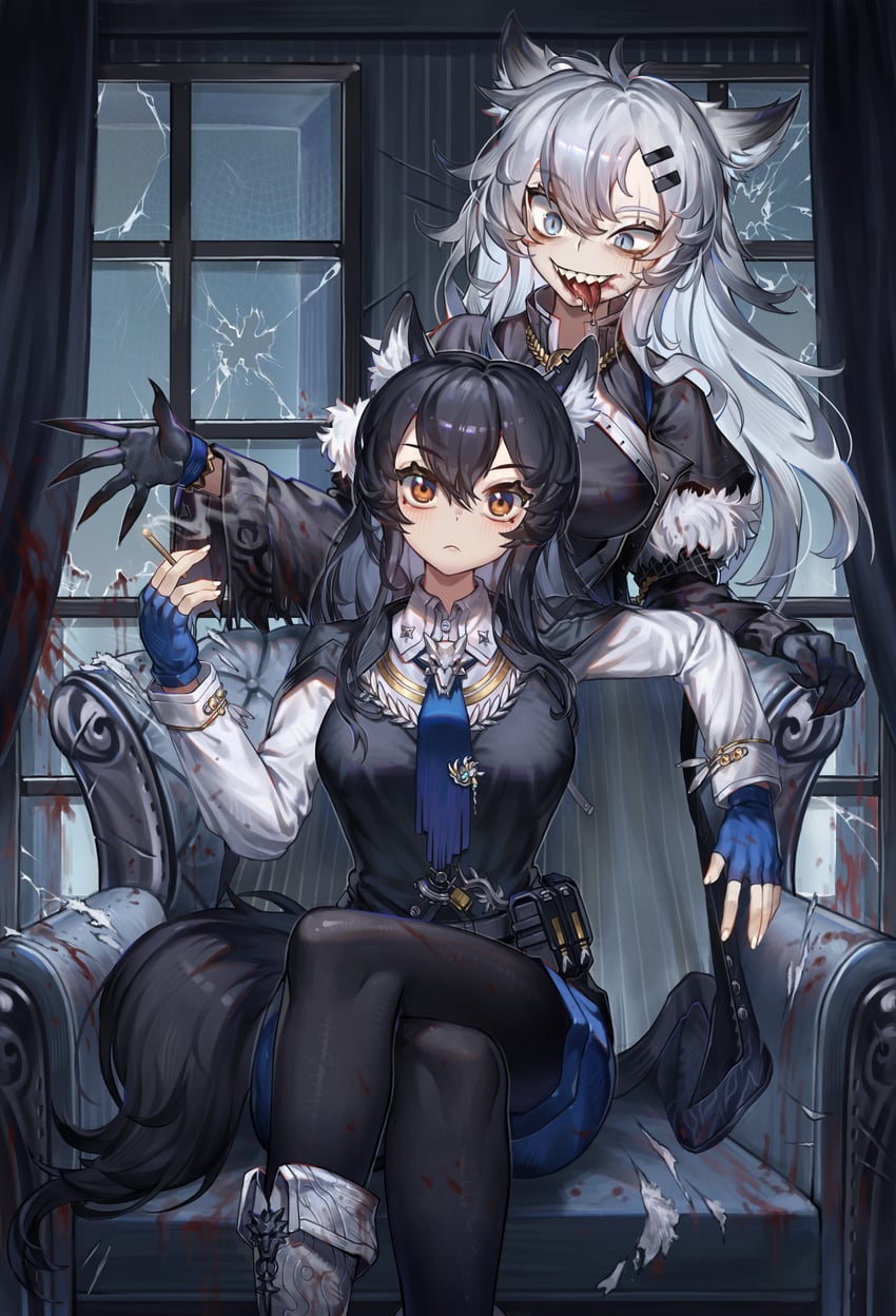 texas, lappland, and texas the omertosa (arknights) drawn by mwomwomwo