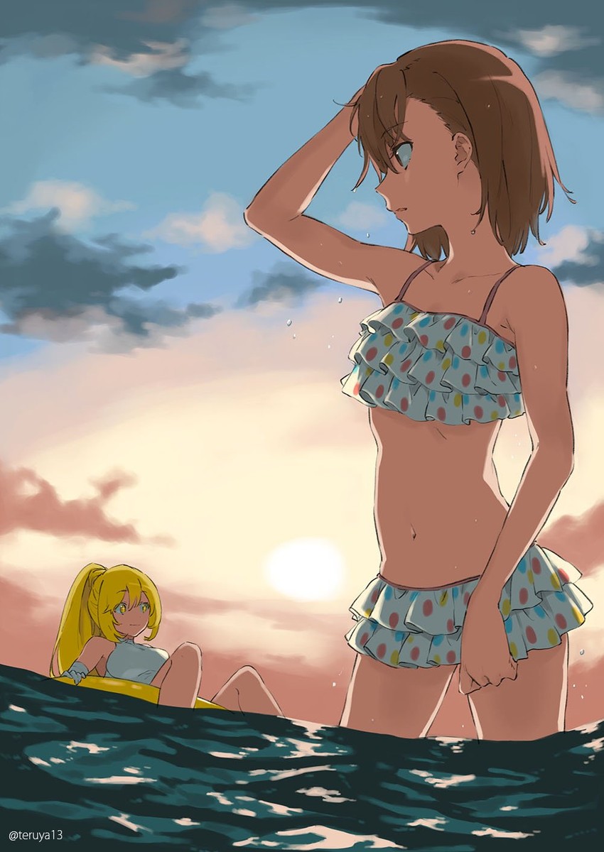 misaka mikoto and shokuhou misaki (toaru majutsu no index and 1 more) drawn by teruya_(6w6y)