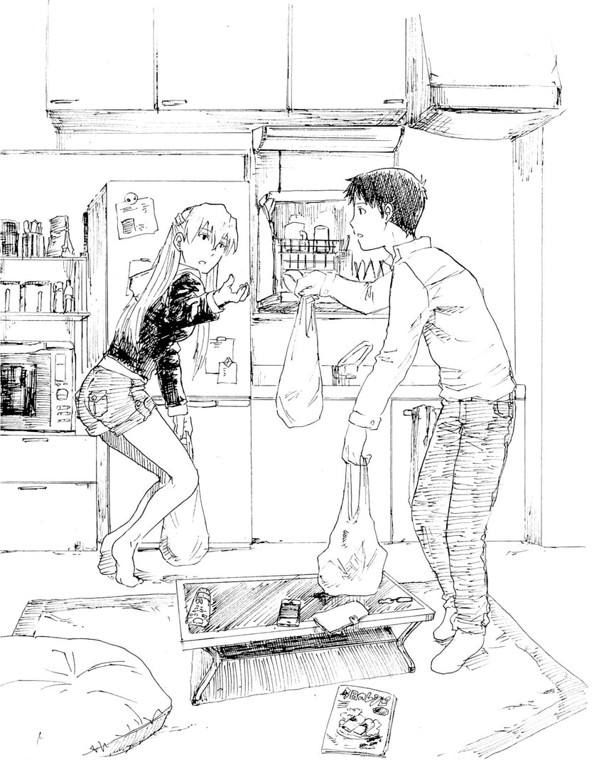 souryuu asuka langley and ikari shinji (neon genesis evangelion) drawn by suimame