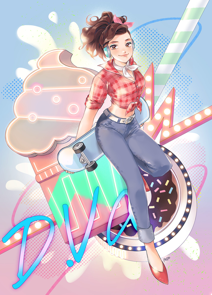 d.va and cruiser d.va (overwatch and 1 more) drawn by peyo_han
