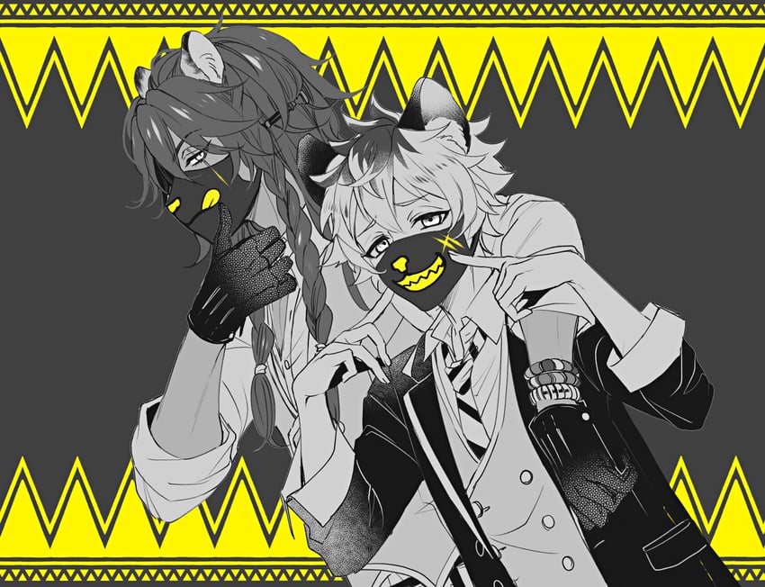 leona kingscholar and ruggie bucchi (twisted wonderland) drawn by redrabbit44