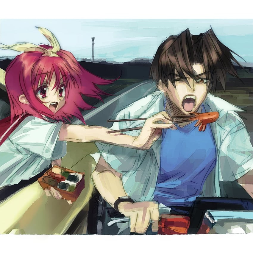 kamigishi akari and fujita hiroyuki (to heart and 1 more) drawn by tako3000
