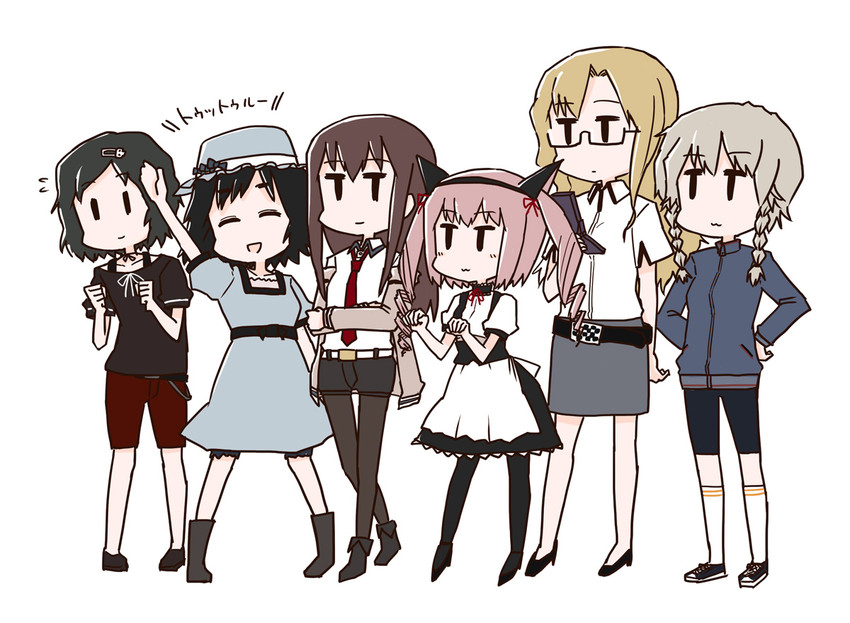 makise kurisu, shiina mayuri, amane suzuha, urushibara luka, akiha rumiho, and 1 more (steins;gate) drawn by dai-oki