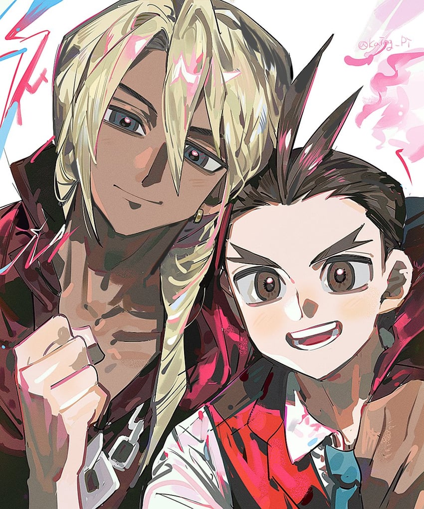 apollo justice and klavier gavin (ace attorney and 1 more) drawn by kaing_pi