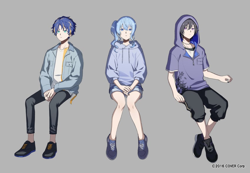hoshimachi suisei, astel leda, and kanade izuru (hololive and 2 more) drawn by rozu_ki