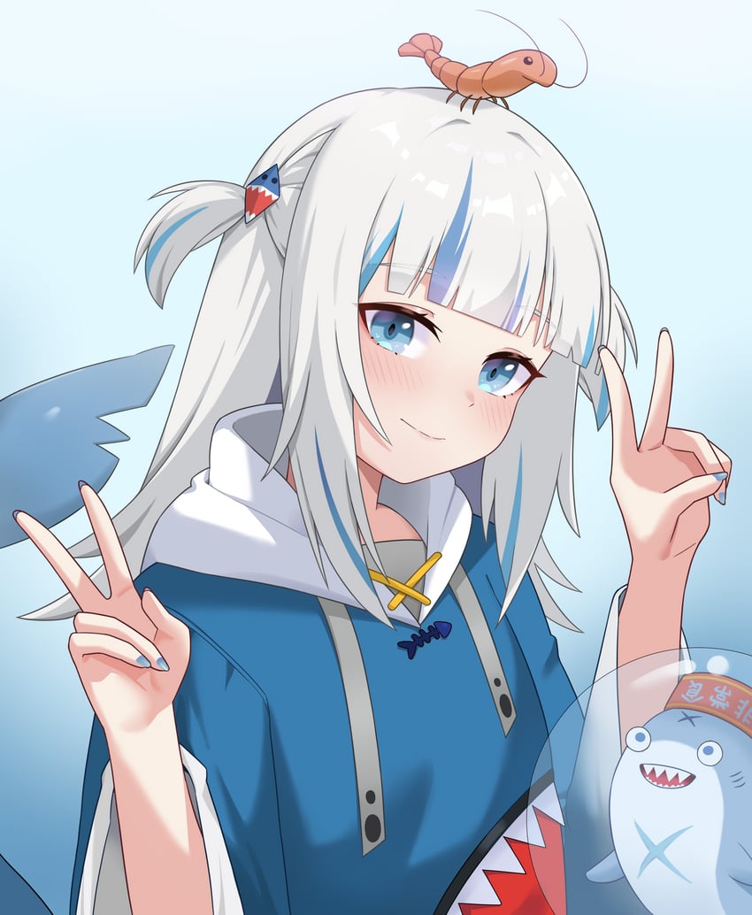 gawr gura, bloop, and ebi-chan (hololive and 1 more) drawn by liu_han