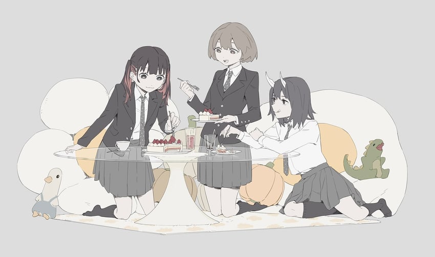 aoki ruri, kashiro airi, and hagiwara yuka (ruridragon) drawn by taki_xi