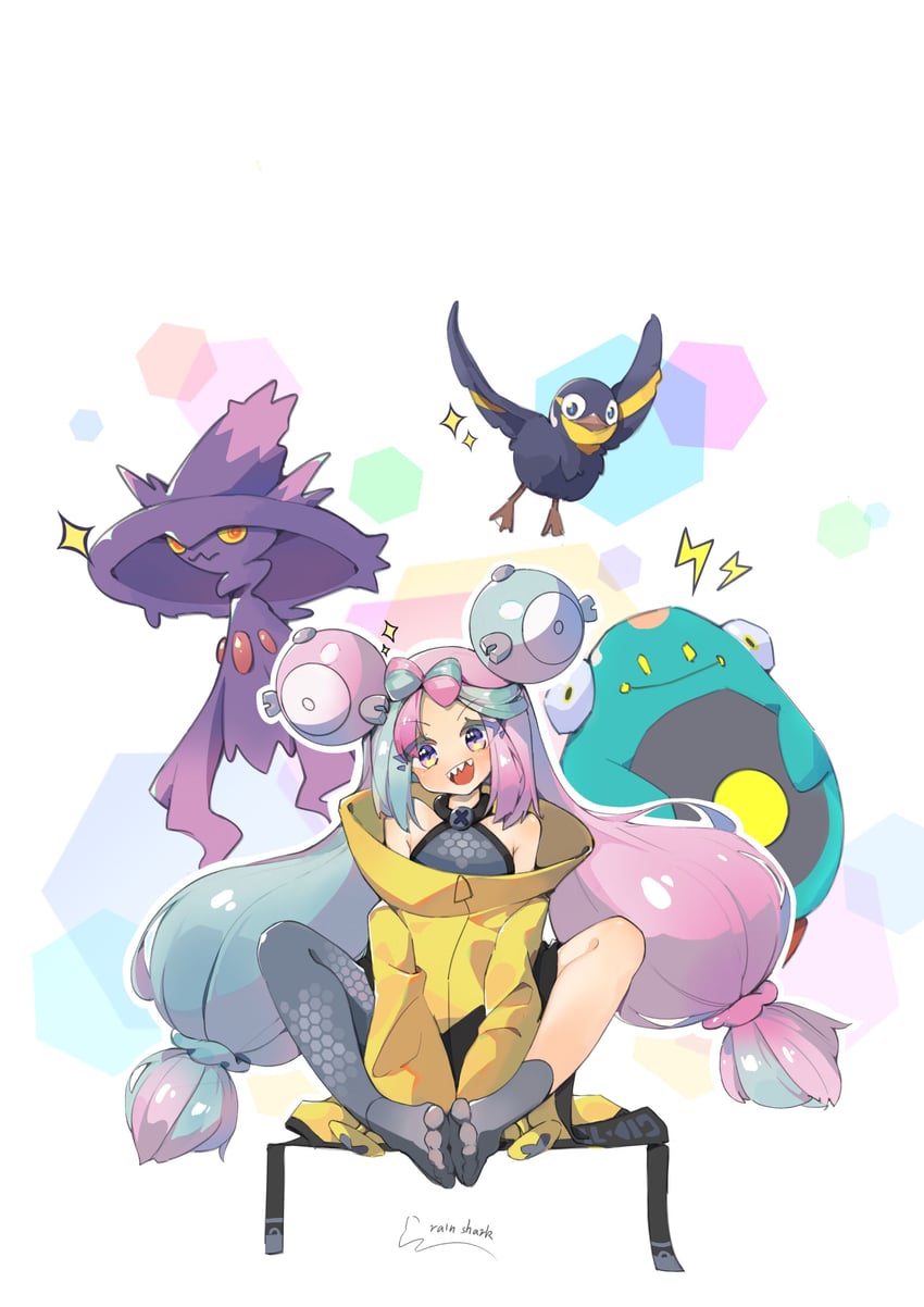 iono, mismagius, bellibolt, and wattrel (pokemon and 1 more) drawn by 191442028