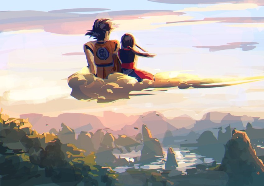 son goku and chi-chi (dragon ball) drawn by osakana_daimajin