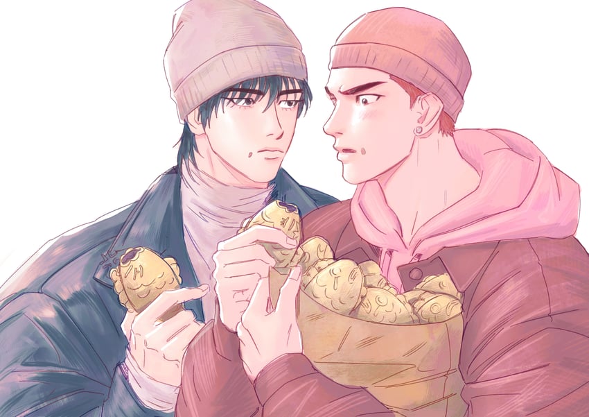 sakuragi hanamichi and rukawa kaede (slam dunk) drawn by pyogopyogoyum