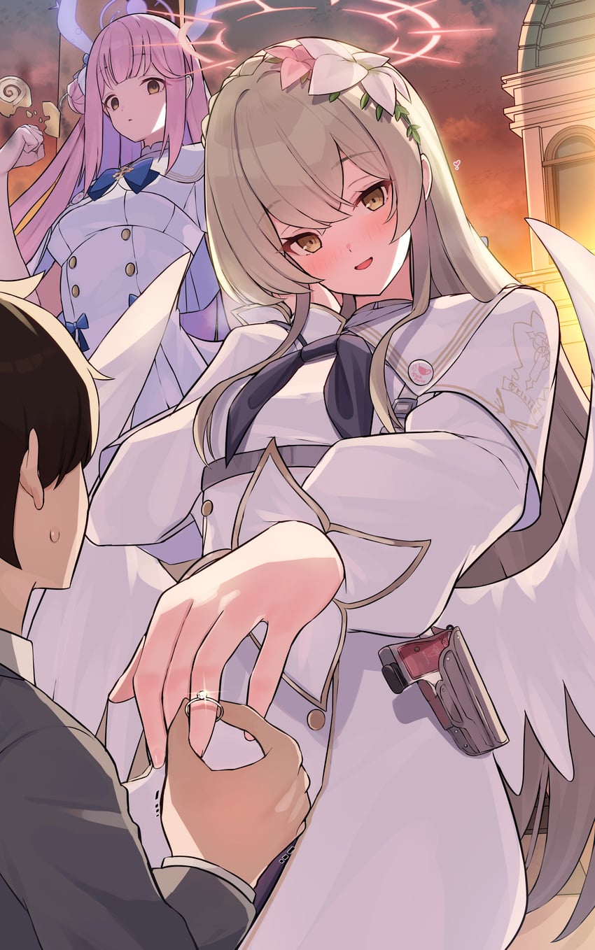 sensei, mika, and nagisa (blue archive) drawn by mi_taro333