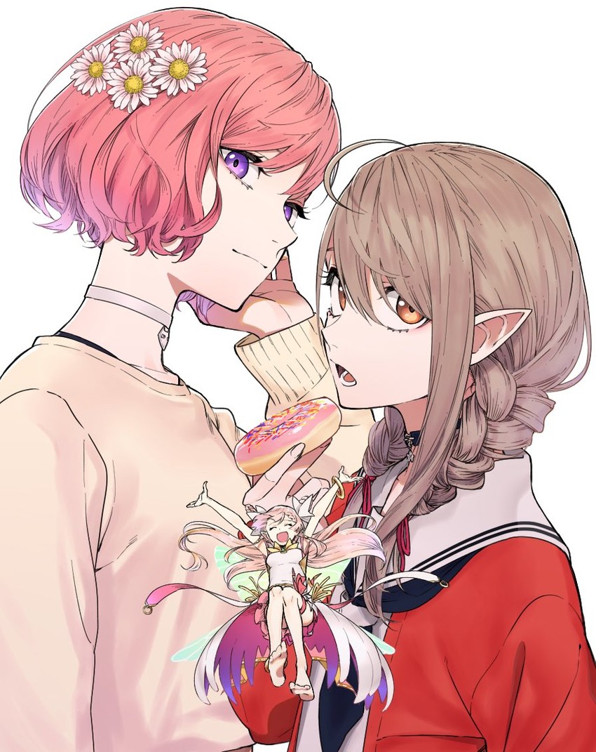 kusunoki shio, hinano ui, and masaki kanon (indie virtual youtuber and 1 more) drawn by kofunami_nana