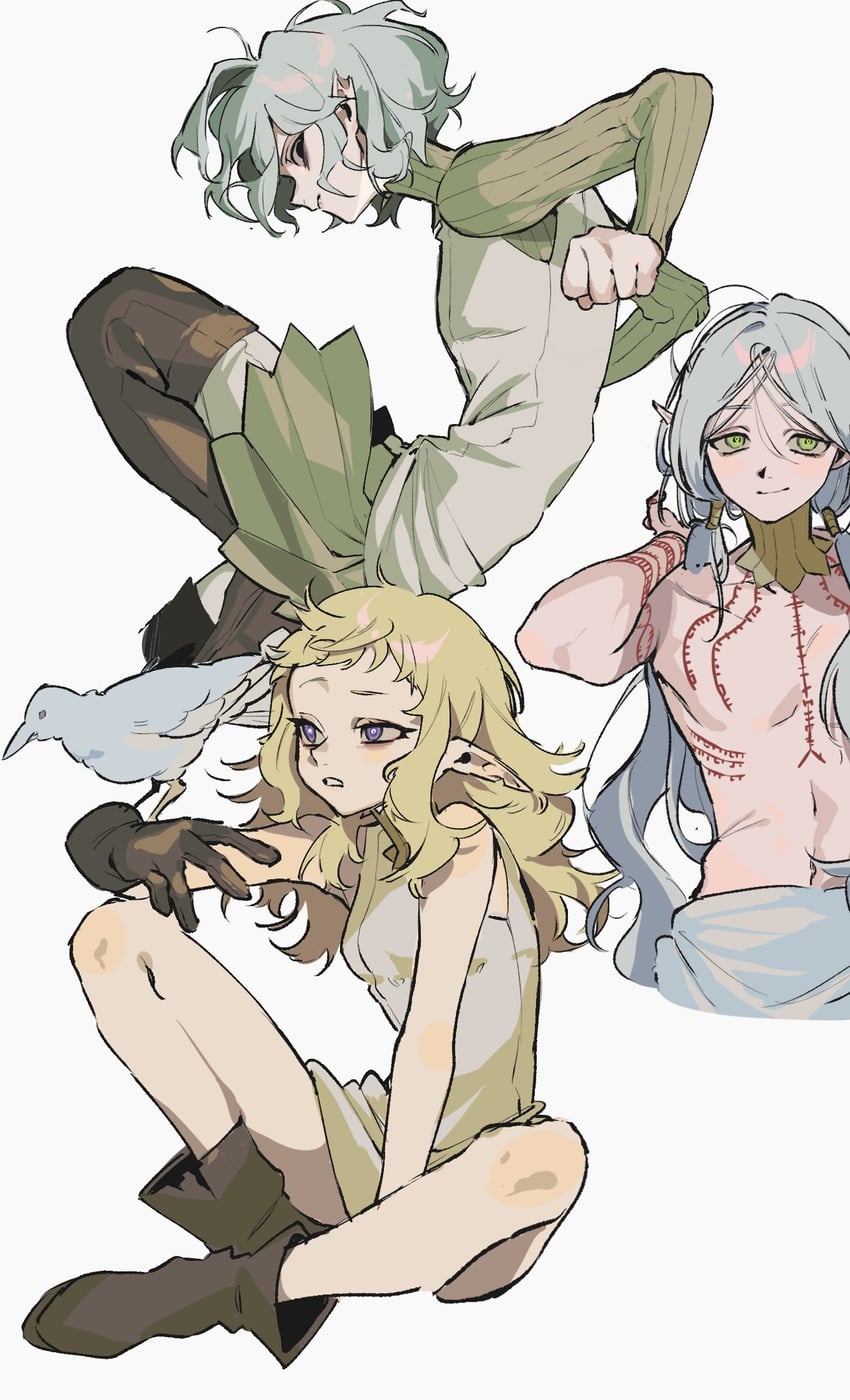 mithrun, fleki, and lycion (dungeon meshi) drawn by hamita_(rikopin_ika)