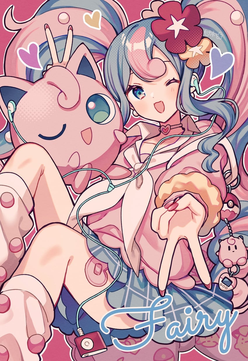 hatsune miku, jigglypuff, clefairy, and fairy miku (pokemon and 2 more) drawn by amagi_hana