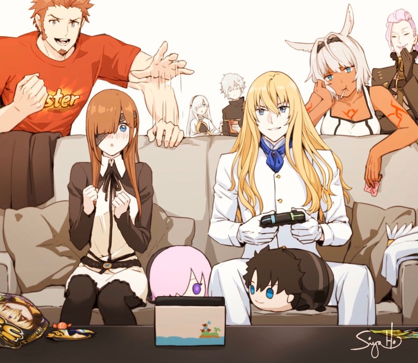 mash kyrielight, fujimaru ritsuka, napoleon bonaparte, anastasia, caenis, and 5 more (fate and 1 more) drawn by siya_ho