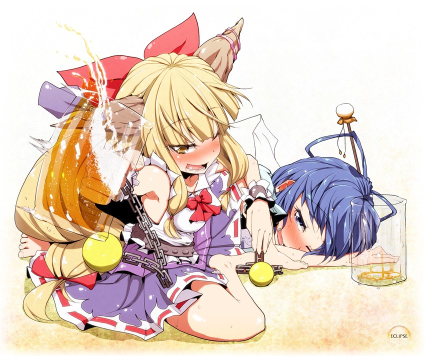 ibuki suika and kaku seiga (touhou) drawn by rougetsu_(eclipse)
