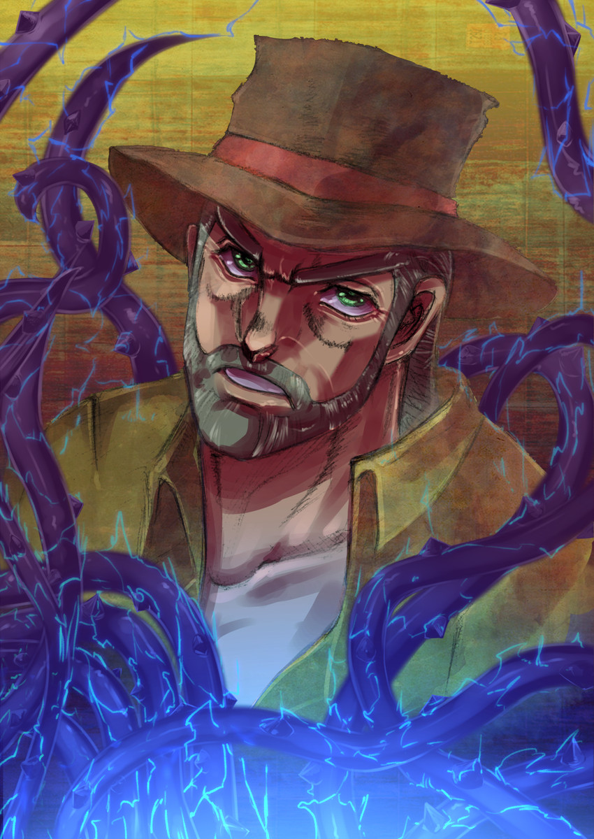 joseph joestar and hermit purple (jojo no kimyou na bouken and 1 more) drawn by uozumi_hiroaki