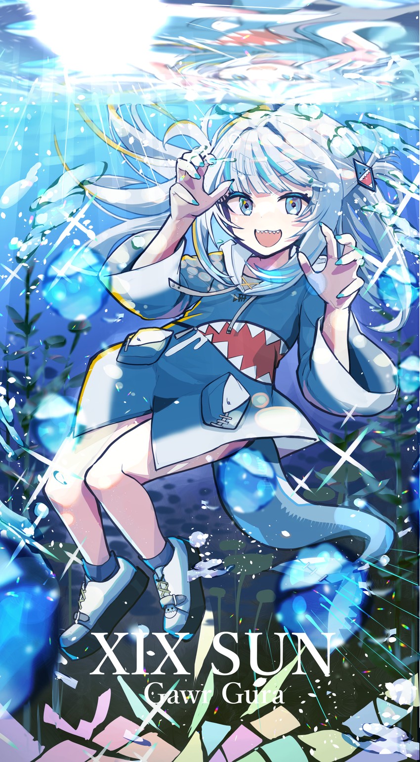 gawr gura (hololive and 1 more) drawn by haruhina_purple