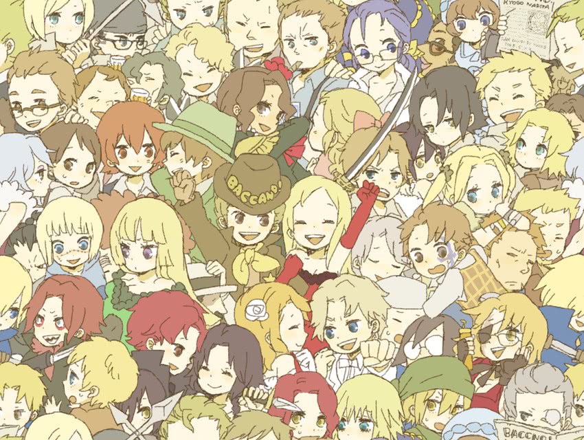 chane laforet, claire stanfield, firo prochainezo, miria harvent, ennis, and 23 more (baccano!) drawn by yukke