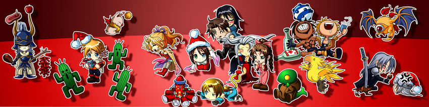 cloud strife, aerith gainsborough, sephiroth, terra branford, moogle, and 12 more (final fantasy and 8 more) drawn by diamond_dust_(omega)