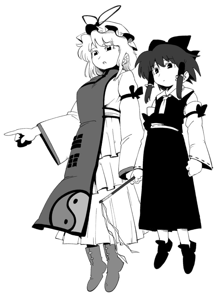 hakurei reimu and yakumo yukari (touhou) drawn by piccolo_manhole