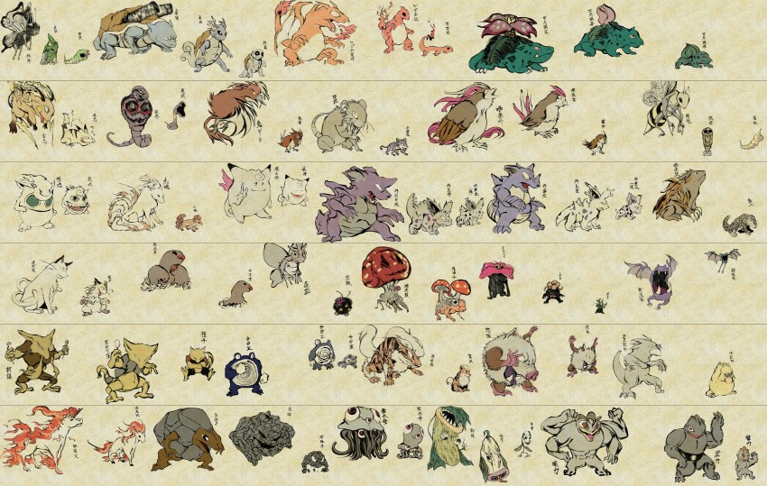 pikachu, charizard, bulbasaur, jigglypuff, squirtle, and 72 more (pokemon) drawn by nojo