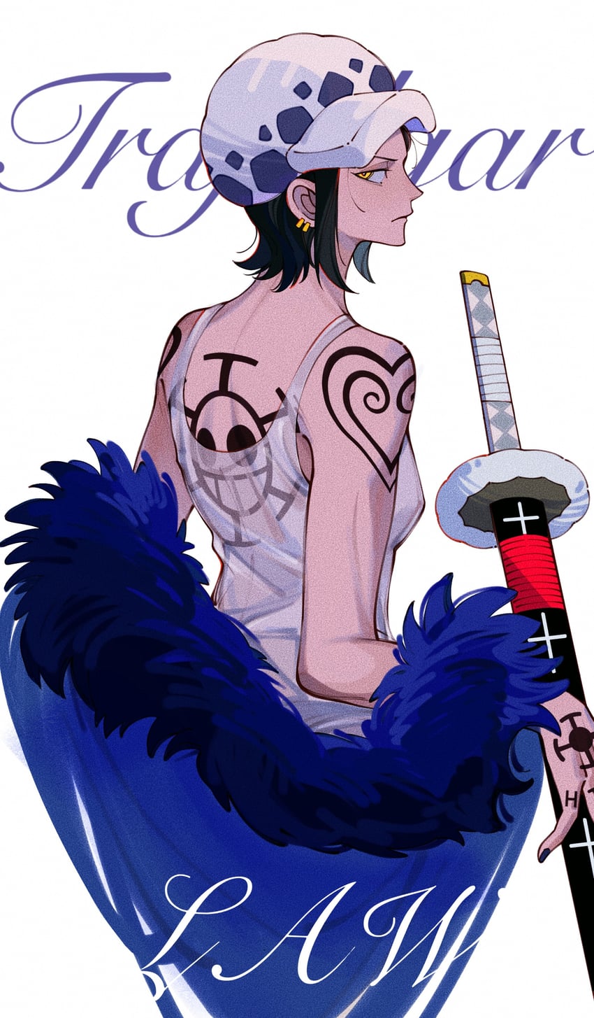 trafalgar law and law-chan (one piece) drawn by jo_jun