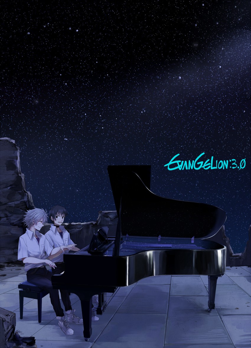 ikari shinji and nagisa kaworu (neon genesis evangelion and 2 more) drawn by jjro