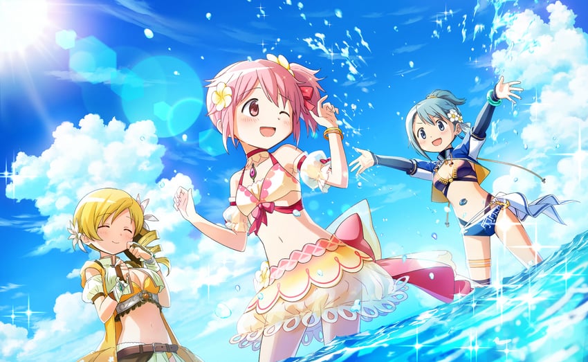 kaname madoka, miki sayaka, and tomoe mami (mahou shoujo madoka magica and 2 more)