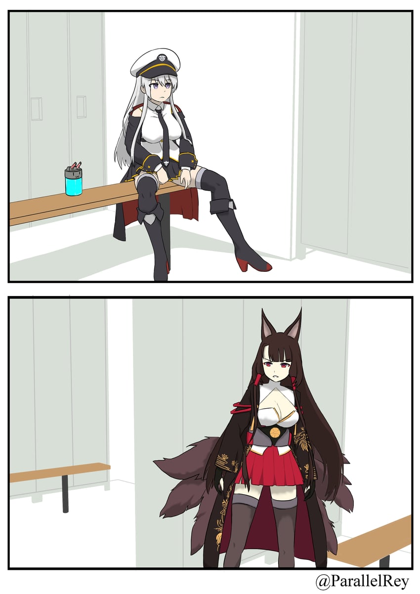 enterprise, akagi, van darkholme, and mark wolff (azur lane and 1 more) drawn by parallelrey