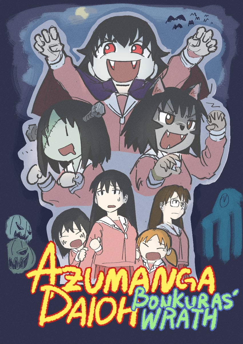 kasuga ayumu, sakaki, mihama chiyo, takino tomo, kagura, and 2 more (azumanga daioh) drawn by denkirk