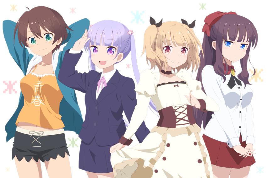 suzukaze aoba, takimoto hifumi, iijima yun, and shinoda hajime (new game!) drawn by miracle_(miracle1980)