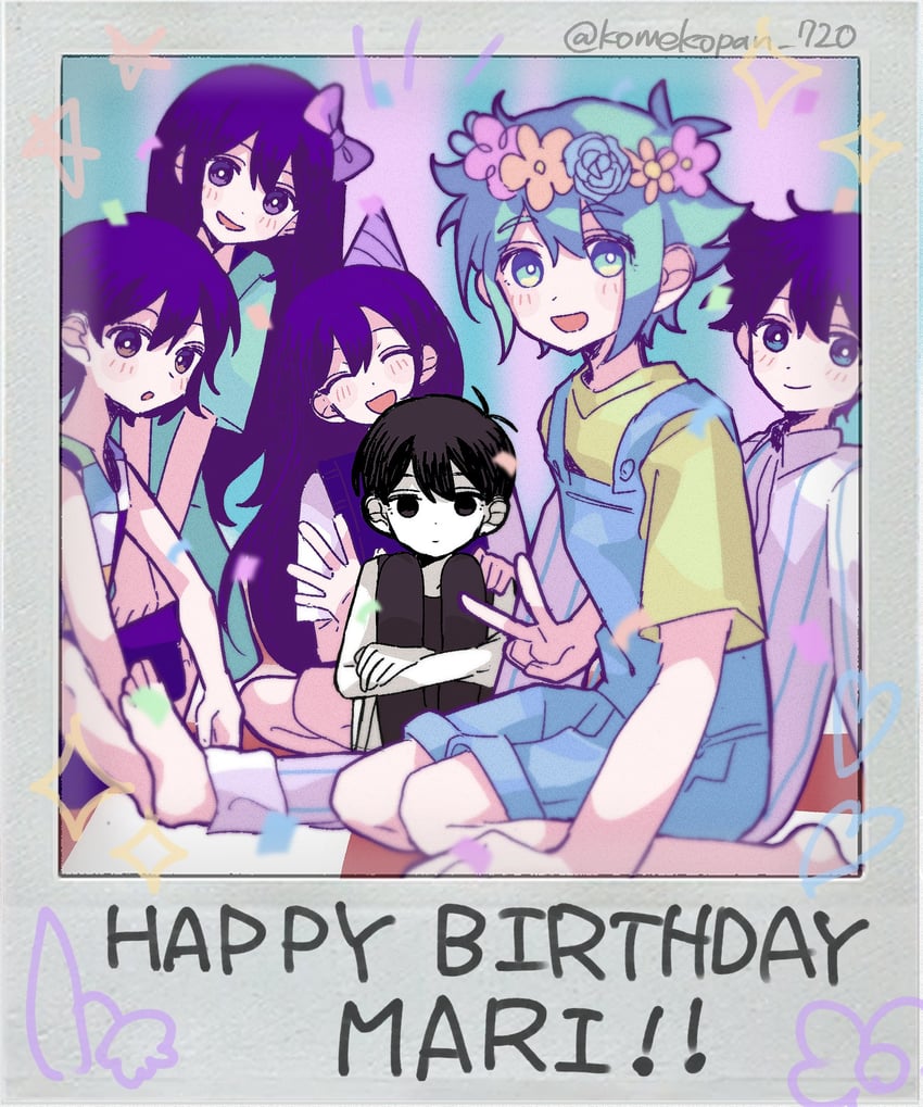 omori, basil, aubrey, mari, kel, and 1 more (omori) drawn by komekopan_720