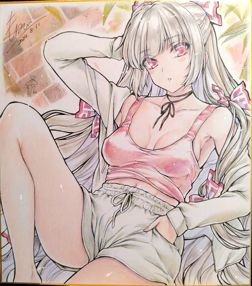 fujiwara no mokou (touhou) drawn by monety