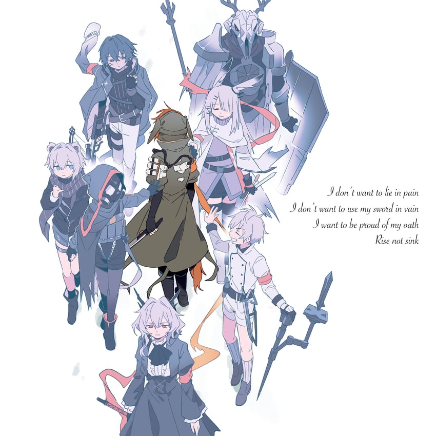frostnova, talulah, crownslayer, mephisto, faust, and 3 more (arknights) drawn by dopperu_ben