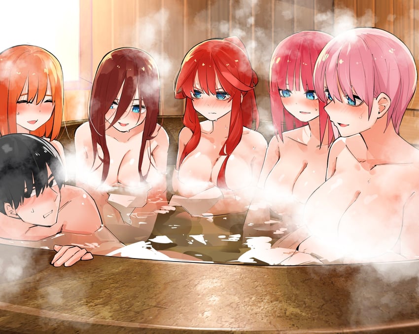 nakano nino, nakano miku, nakano yotsuba, nakano ichika, nakano itsuki, and 1 more (go-toubun no hanayome) drawn by mame1645
