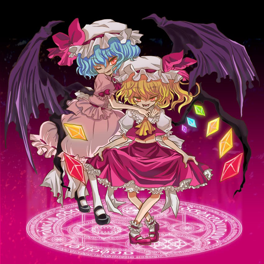 remilia scarlet and flandre scarlet (touhou) drawn by girotin_ginza