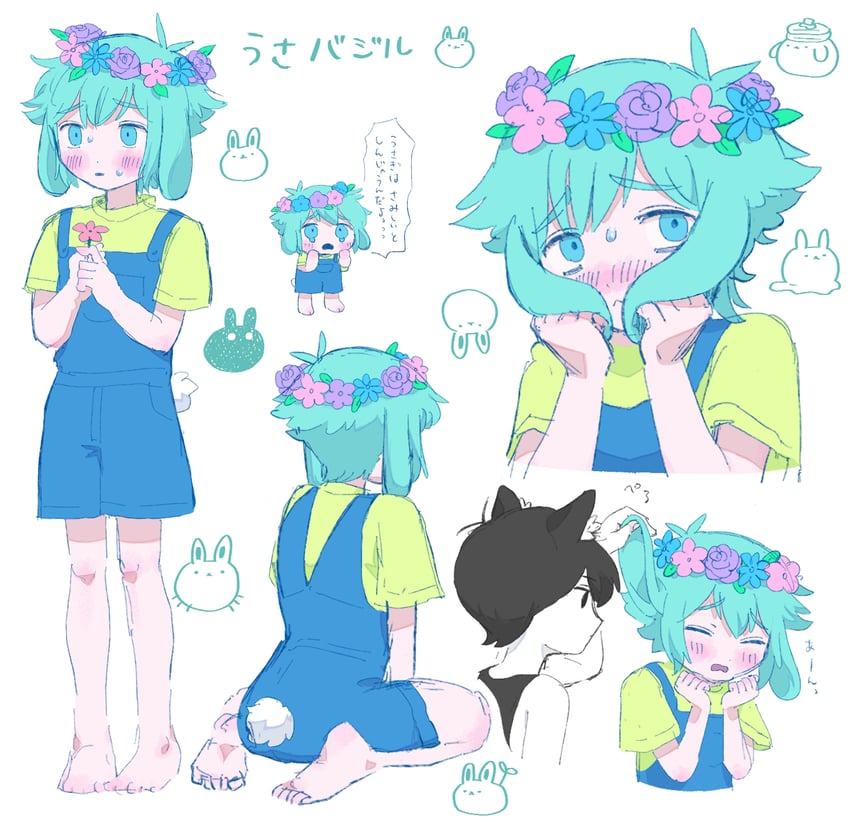 omori, basil, forest bunny, forest bunny?, pancake bunny, and 4 more (omori) drawn by miranosub